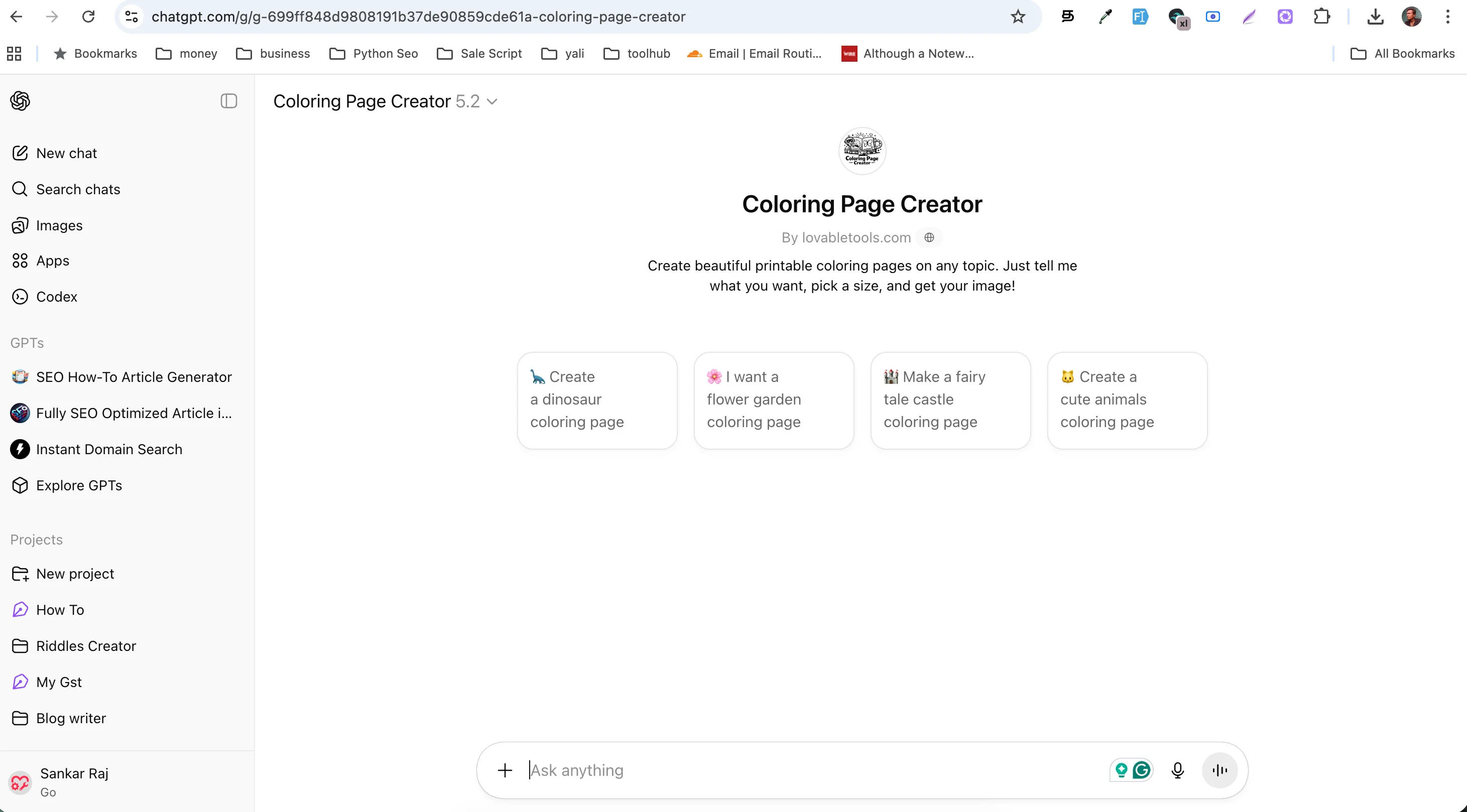 Coloring Page Creator GPT Screenshot