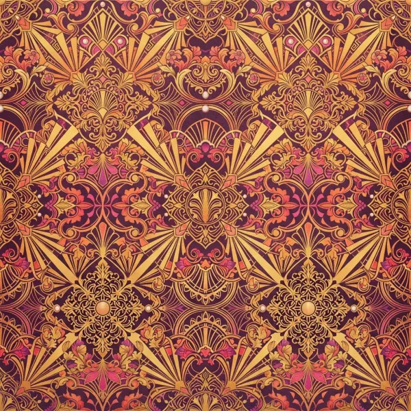 Art deco golden geometric fan shapes