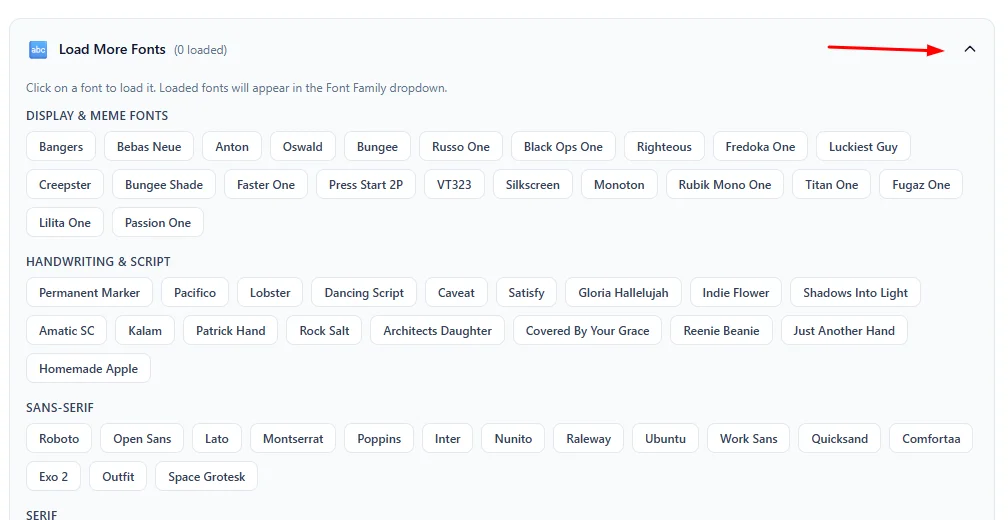Loading custom Google Fonts for Drake Hotline Bling memes