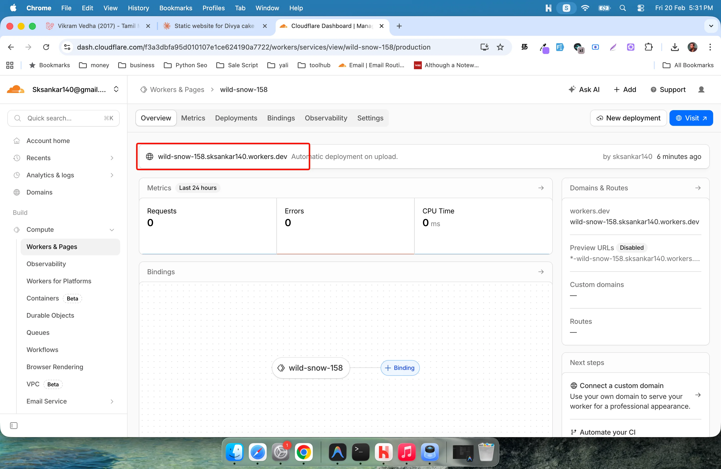Cloudflare deployment success page with live URL