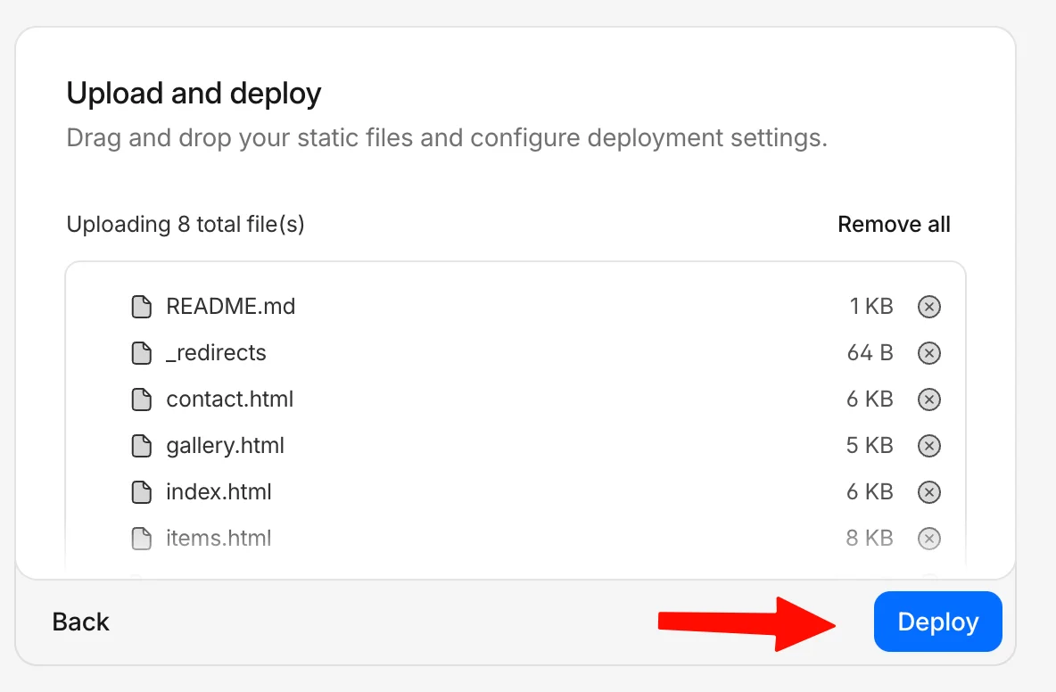 Cloudflare file list before deployment