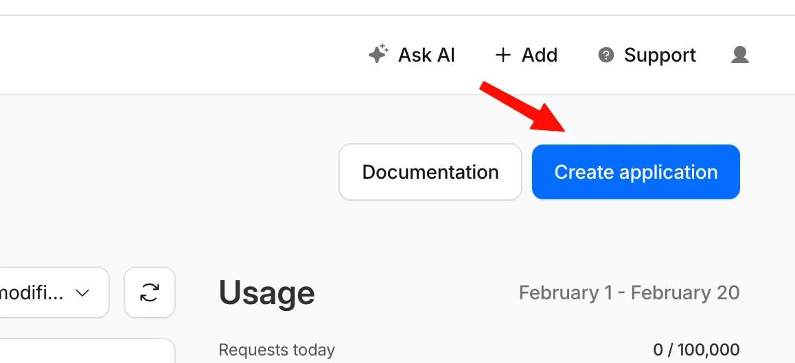 Cloudflare Create Application button