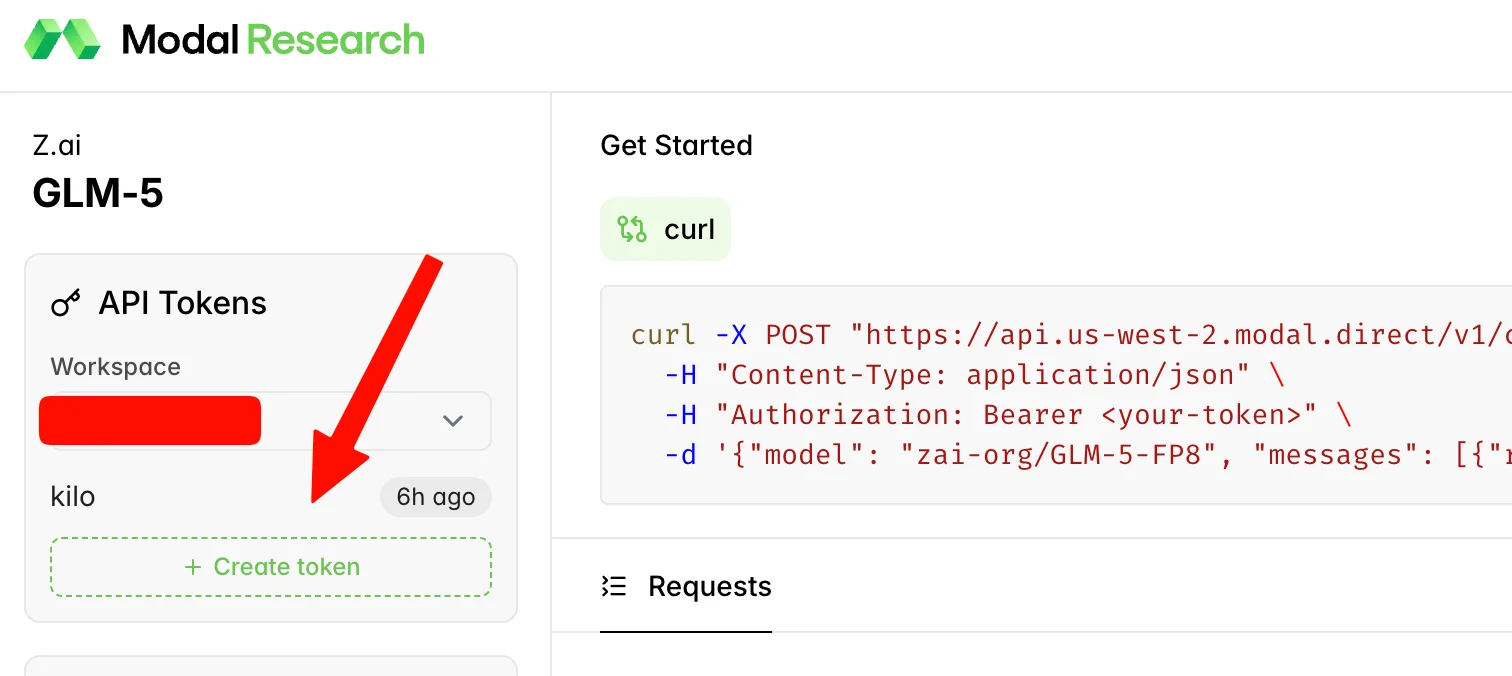 Modal Create Token button and token name field 