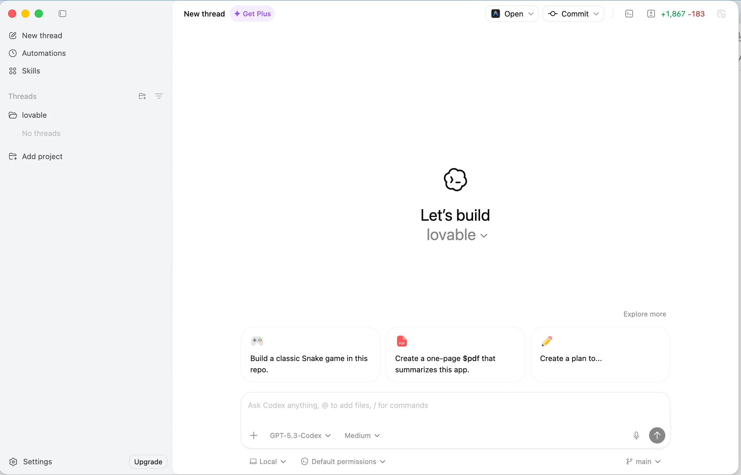 ChatGPT desktop app screen on a computer 