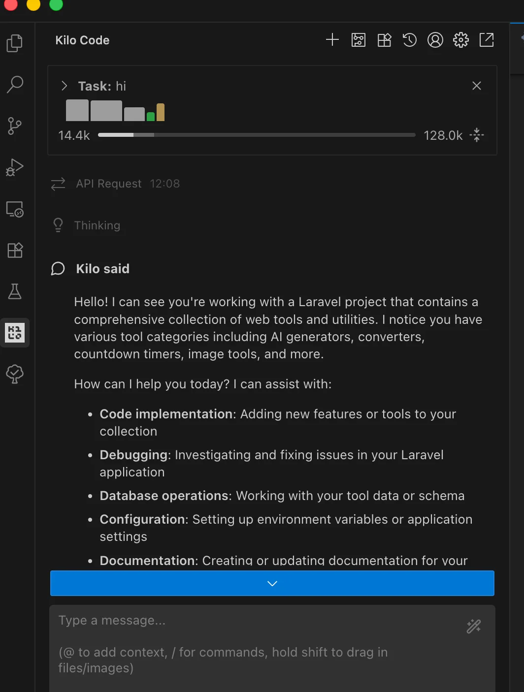 VS Code using AI coding assistant powered by NVIDIA API